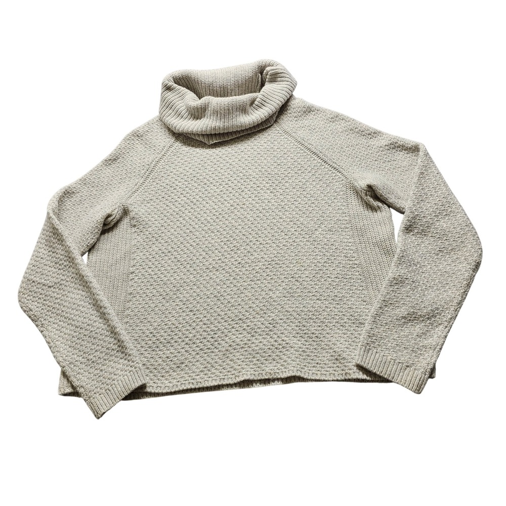 Banana Republic Cowl Neck Sweater Womens Small Beige Textured Raglan Pullover